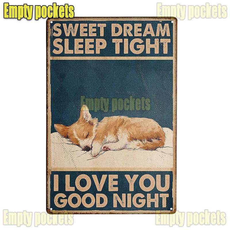 Vintage Pet Dog Corgi Tin Sign Plates for Pet Shop Bedroom Living Room cafe Kitchen metal wall art Decor Gift for Dog Lover