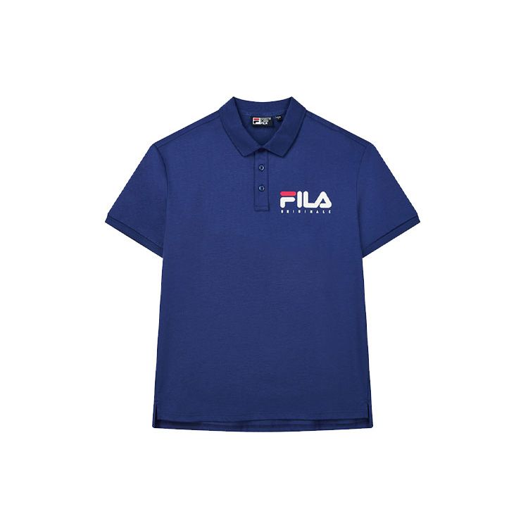 FILA Letter Logo Short Sleeve Polo Shirt Men tops Purple Blue F11M128177F-DB
