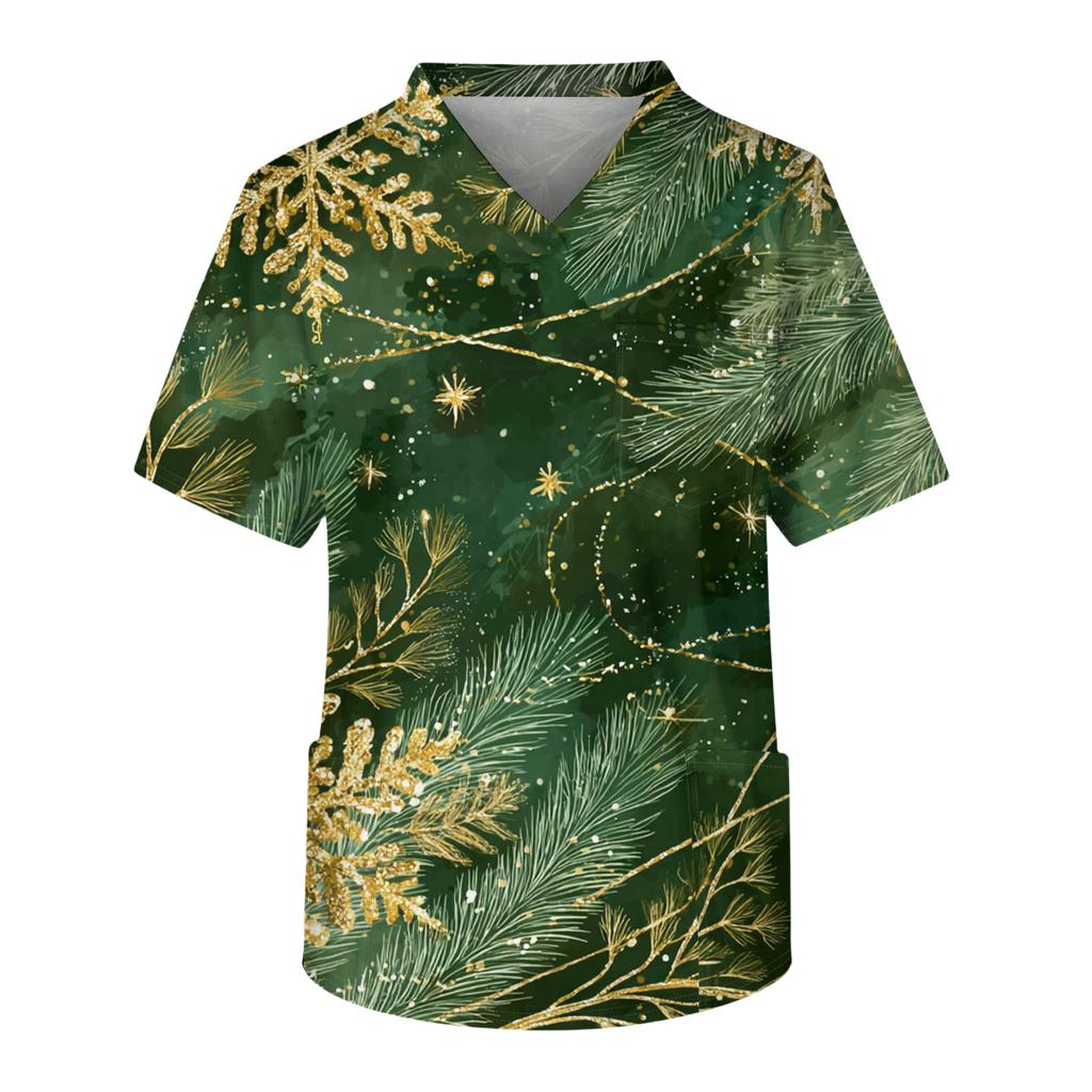 Men's Casual Short-Sleeved V-Neck Printed Front Pocket Top