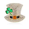 Fashion Rhinestone Clover Hat Brooches Pin For Women Clothing Coat Jewelry Accessories Gifts