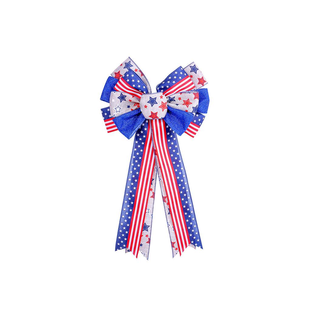 American Independence Day Bow Decoration Prop Festival Flag Star Stripe Bow Ribbon Pendant