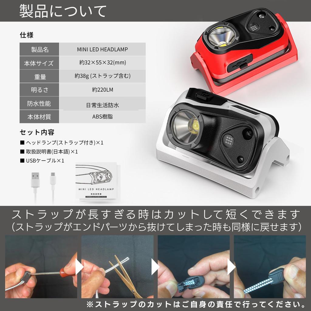 TeamOneDay by Hakone Ekiden Rechargeable Lightweight 220 for Outdoor Sensor MINI LED Perfect [Supervised Runners] Headlight, 38g, Lumens, Waterproof,