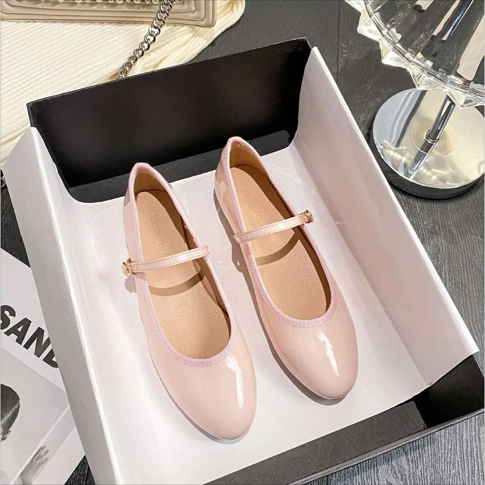 Fashion Flat shoes women's 2025 new Mary Jane single strap shallow mouth soft soled ballet shoes summer round toe single shoes women