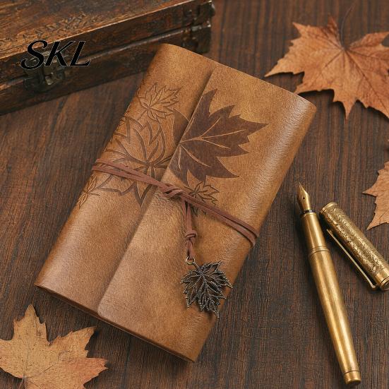 Faux Leather Journal Vintage Journal, Refillable Notebook for Travel Office Daily Writing, A5 Writing with Straps Size Lined Blank Dairy Planner, Gift