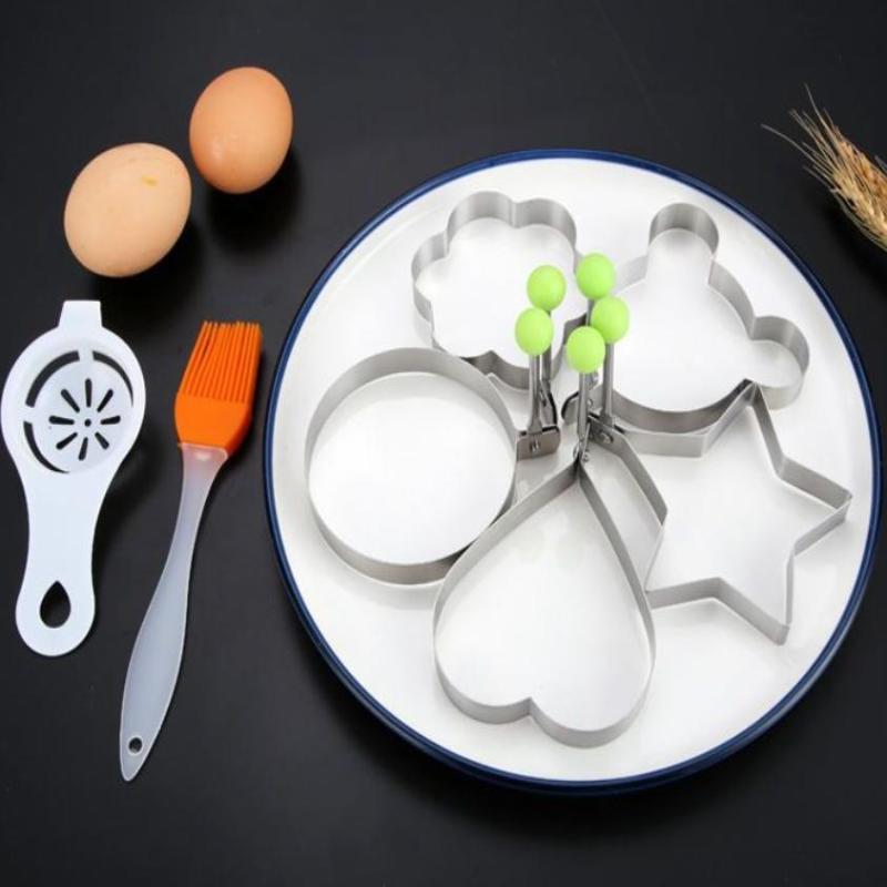 5 szt. Pierścieni do jajek ze stali nierdzewnej z uchwytem, Okrągła nieprzywierająca forma do naleśników i omletów na patelnię, Kształt do jajek do kuchni domowej