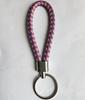 Woven Leather Cord Metal Keychain Pendant
