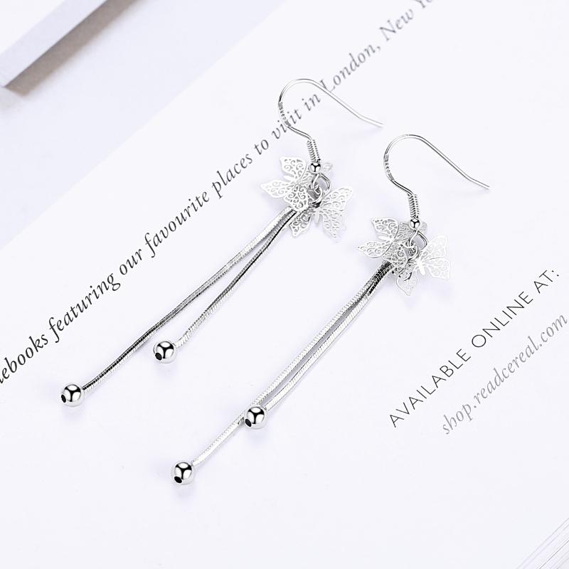 Womens Vintage Korean Fashion Elegant Anti-allergy 925 Silver Plated Mini Simple Ear Hook Earrings Female Long Ear Jewelry Gifts