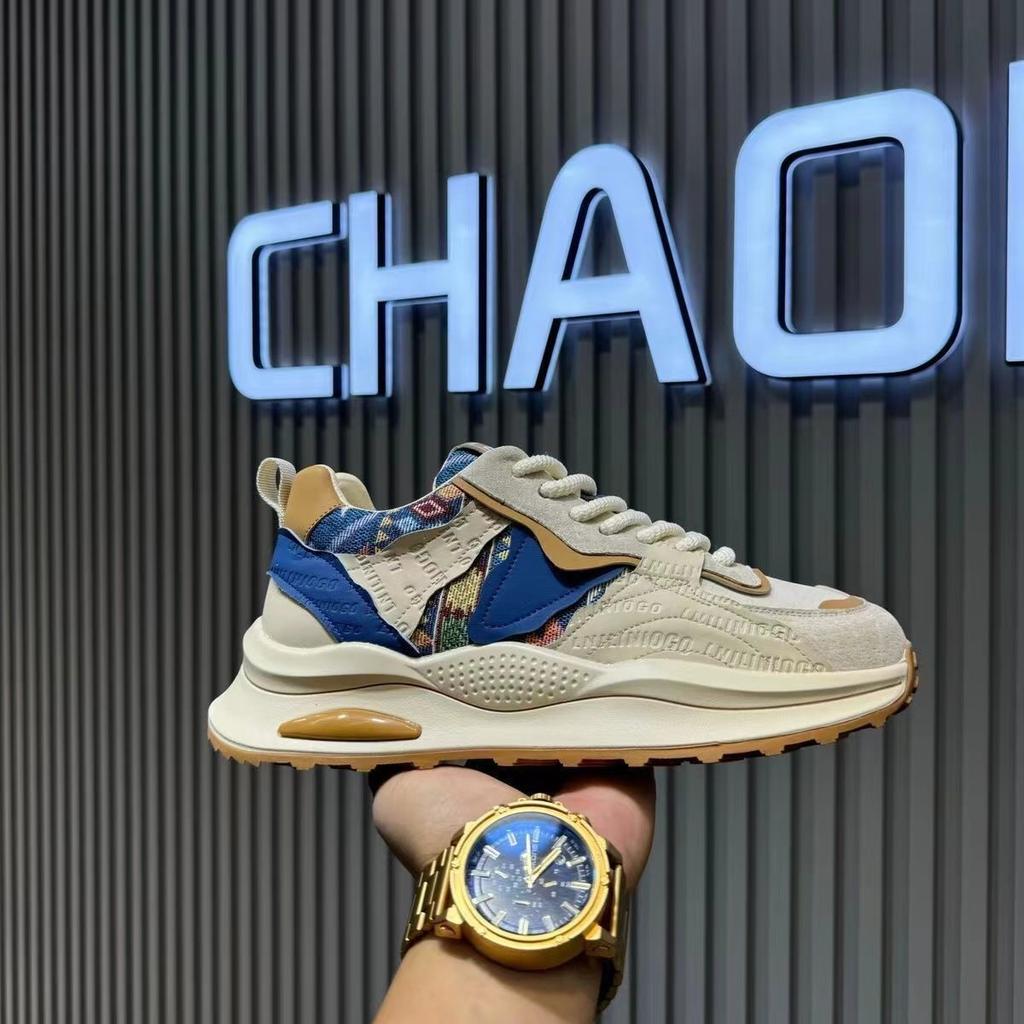 Designer Brand Low-top Printed Casual Shoes Men's New Comfortable Embroidered Cloth Thick Sole Casual All-match Sneakers Men