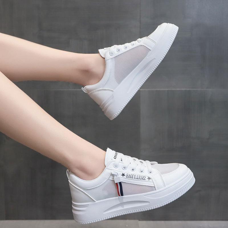 Little White Shoes Women's Shoes 2025 Summer New Women's Shoes Popular Breathable Mesh Sports Board Shoes Net Shoes Light Soft Sole