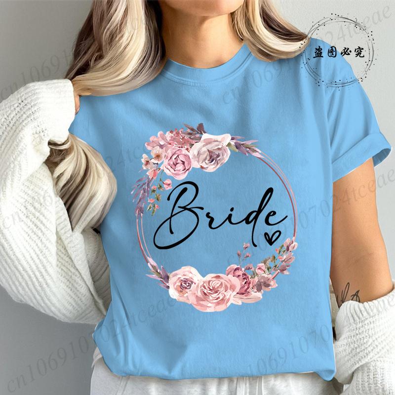 Bachelorette Party Print Bridal TShirt Short Sleeve Tshirt Casual Bridesmaid Tops Womens Clothing Fashion Casual TShirt T02
