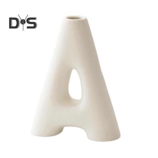 

Керамическая ваза с буквами, настольная декоративная подставка для цветов, минималистский стиль, однотонная ваза для домашнего декора, гостиной, столовой A белый