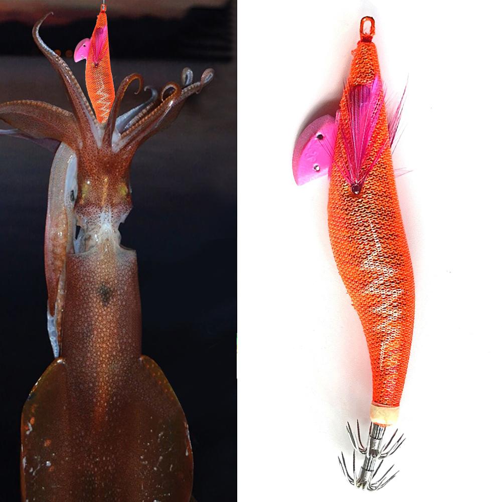 Luminous Wood Shrimp Lures Glow In Dark Squid Jig Hook Bait Simulation Jigging Hard Bait for Octopus Cuttlefish Fishing Tackle