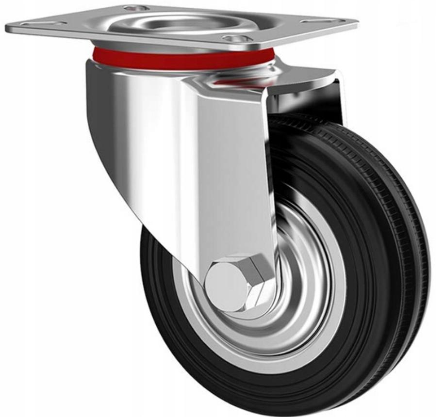 Swivel casters 75mm metal rubber wheels set of 4 for trolleys with brake