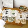 2026 Sommer Kinder O-Ausschnitt Kurzarm T-Shirt Anzüge Baby Frühling Caprihosen Zweiteiliges Set Baumwollanzug für Mädchen Jungen