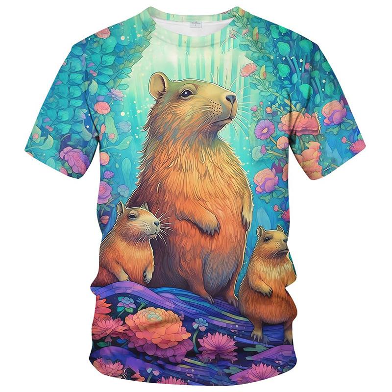 Cute Capybara Graphic T Shirt for Men Clothing 3D Print Funny Capy T-shirt Casual Kid y2k Tops Unisex Women Plus Size Tee Shirts