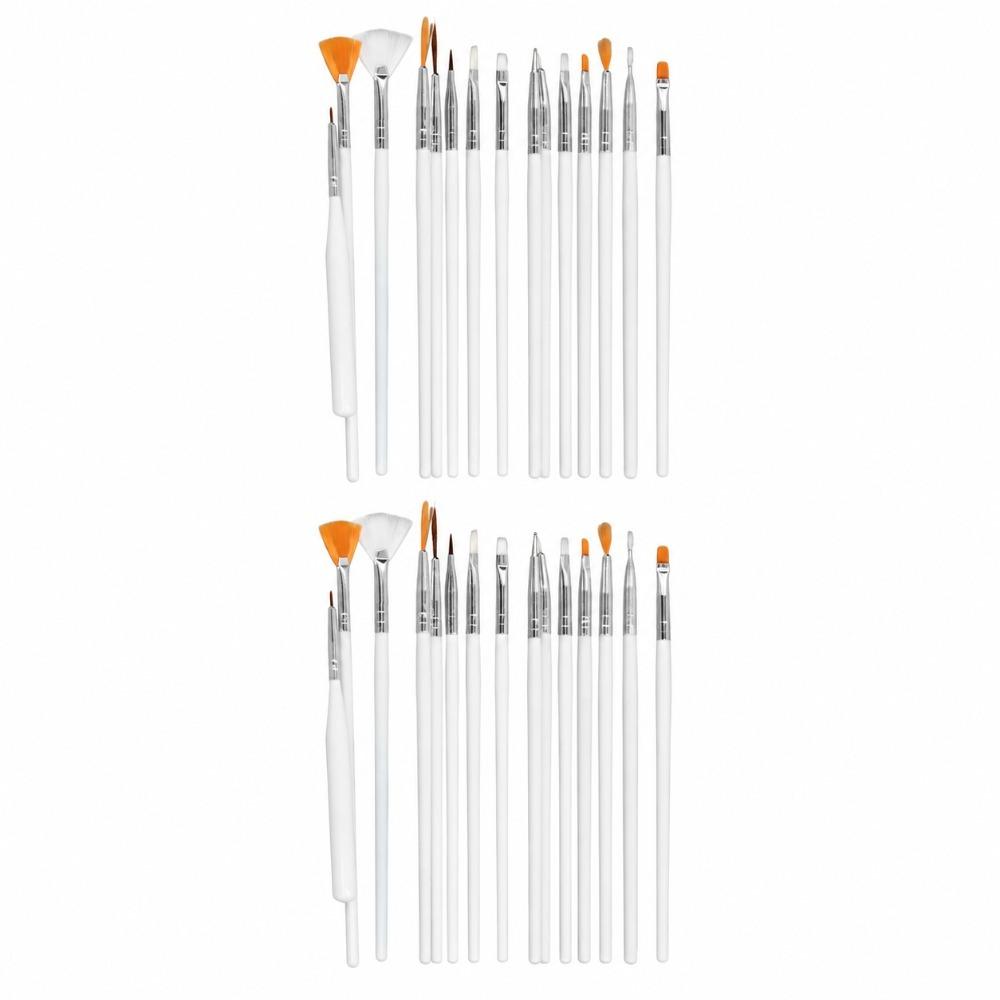 2 Set Multi Tip Size Nail Art Brushes Light Handle Painting Brushes  Home DIY Manicure