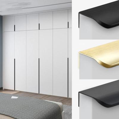Black/gold/grey Hidden Cabinet Handle Double Hole Wardrobe Long Handle Arc Door Handle  Kitchen