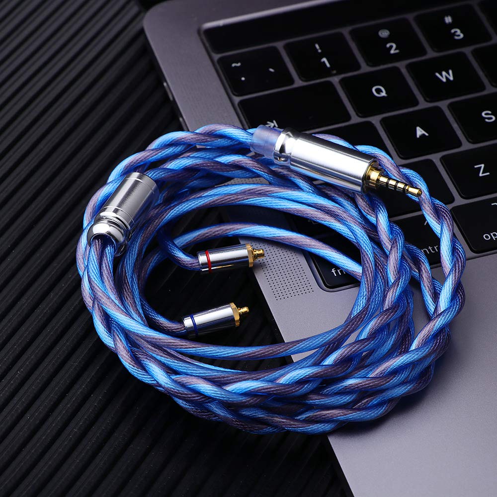 LINSOUL Euphrosyne Litz6 Type Silver Plated Cable Earphone Upgrade Cable 5N-OCC (Blue-Black, 2.5mm-MMCX)