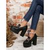 Metal Chain Professional Shoes Women's 2025 Autumn New Thick-heeled Plus-size High-heeled Shoes