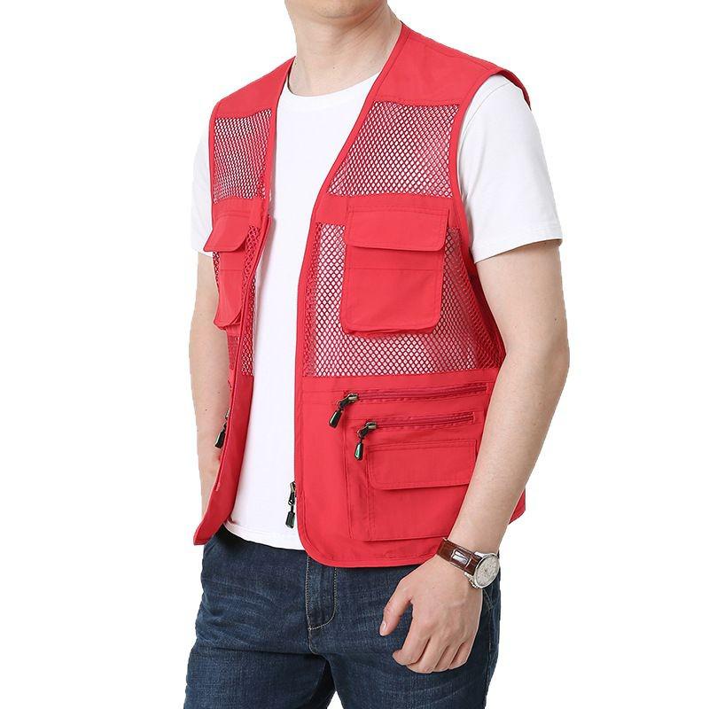 Men's Breathable Summer Mesh Vest with Multiple Pockets for Photography and Fishing