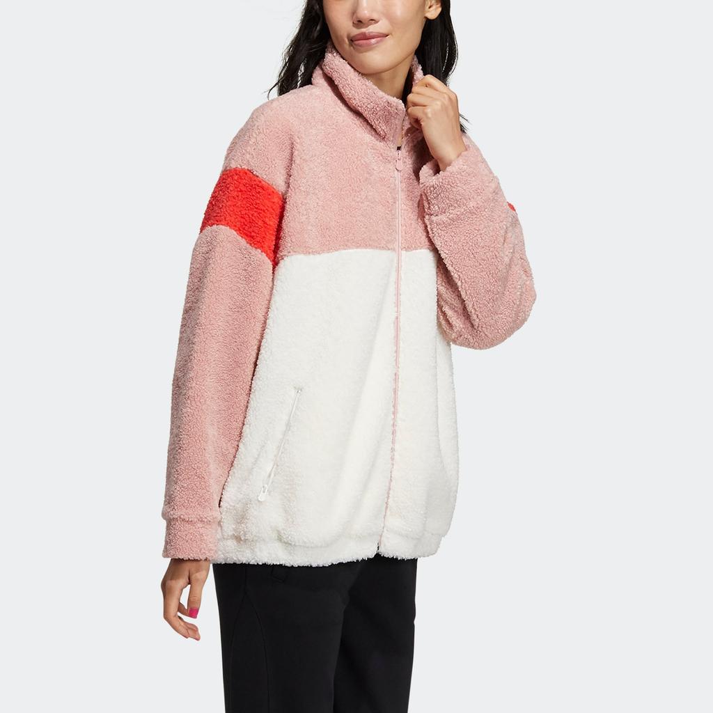 Adidas Neo Brlv Jacket Fleece Collar Jacket Women Jackets Pink White GU0836