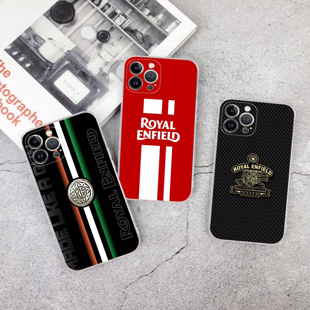 R-ROYALS E-ENFIELDS Logo Pour Étui de Téléphone IPhone 17 16 15 14 13 12 11 Pro Max Plus Silicone Haut de Gamme