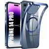 Transparent Protective Case with Magnetic Circle for iPhone 14 Pro - Blue