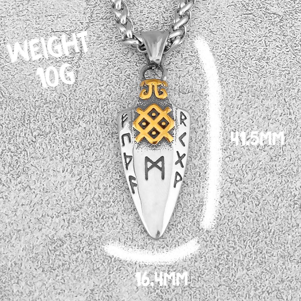 Nordische Runen Odins Speer Halskette Herren Goldfarbe Edelstahl Pfeilspitze Anhänger Valknut Talisman Männlicher Wikinger Schmuck Geschenk
