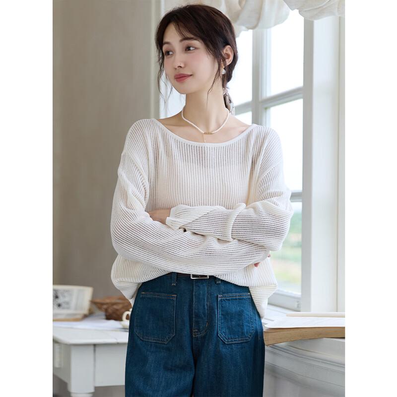 ITISF4 Women's Spring Loose Knit Round Neck Top