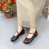 Johnature Genuine Leather Mixed Colors Flats Retro Versatile Shallow Soft Sole Handmade Women Shoes