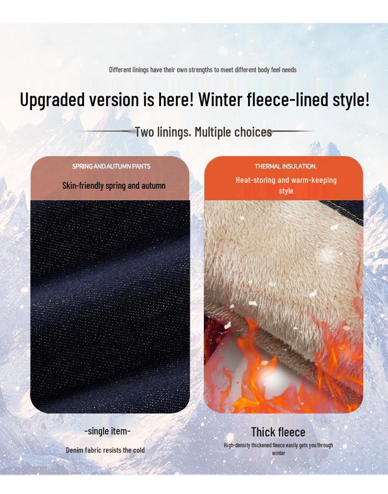 Women's Retro Dark Blue High-Waisted Fleece-Lined Wide-Leg Jeans for Autumn/Winter