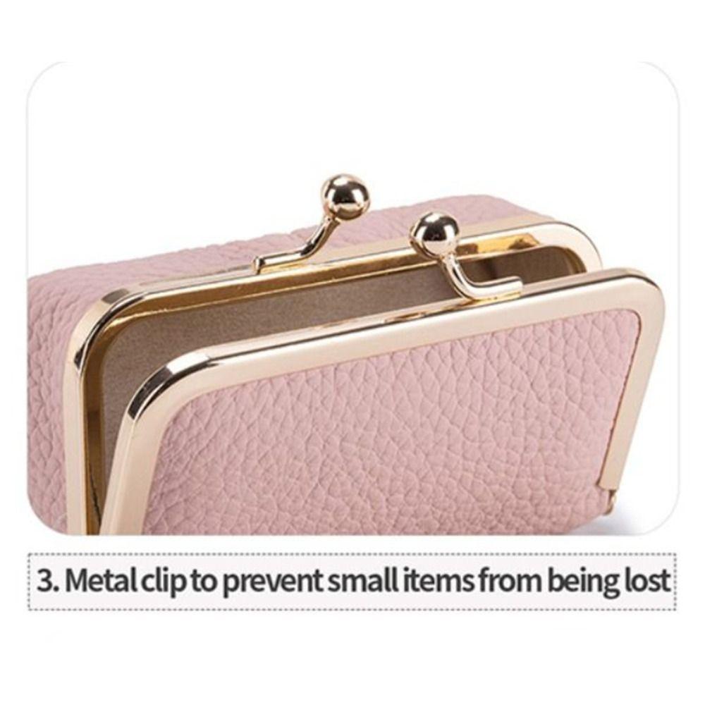 Sac à Bijoux Portatif en Cuir Boîte de Rangement Exquise pour Bijoux Sac à Monnaie à Fermeture Baiser Pochette à Rouge à Lèvres