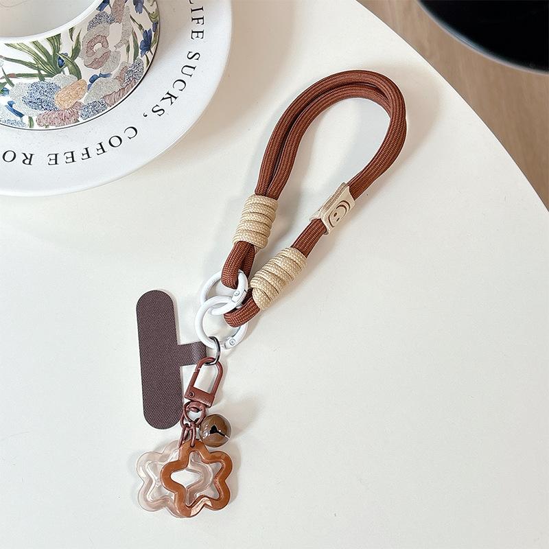 Dopamine Color Hollow Star Mobile Phone Case Clip Portable Rope Bold Braided Rope Lanyard Anti-Drop And Anti-Lost Keychain