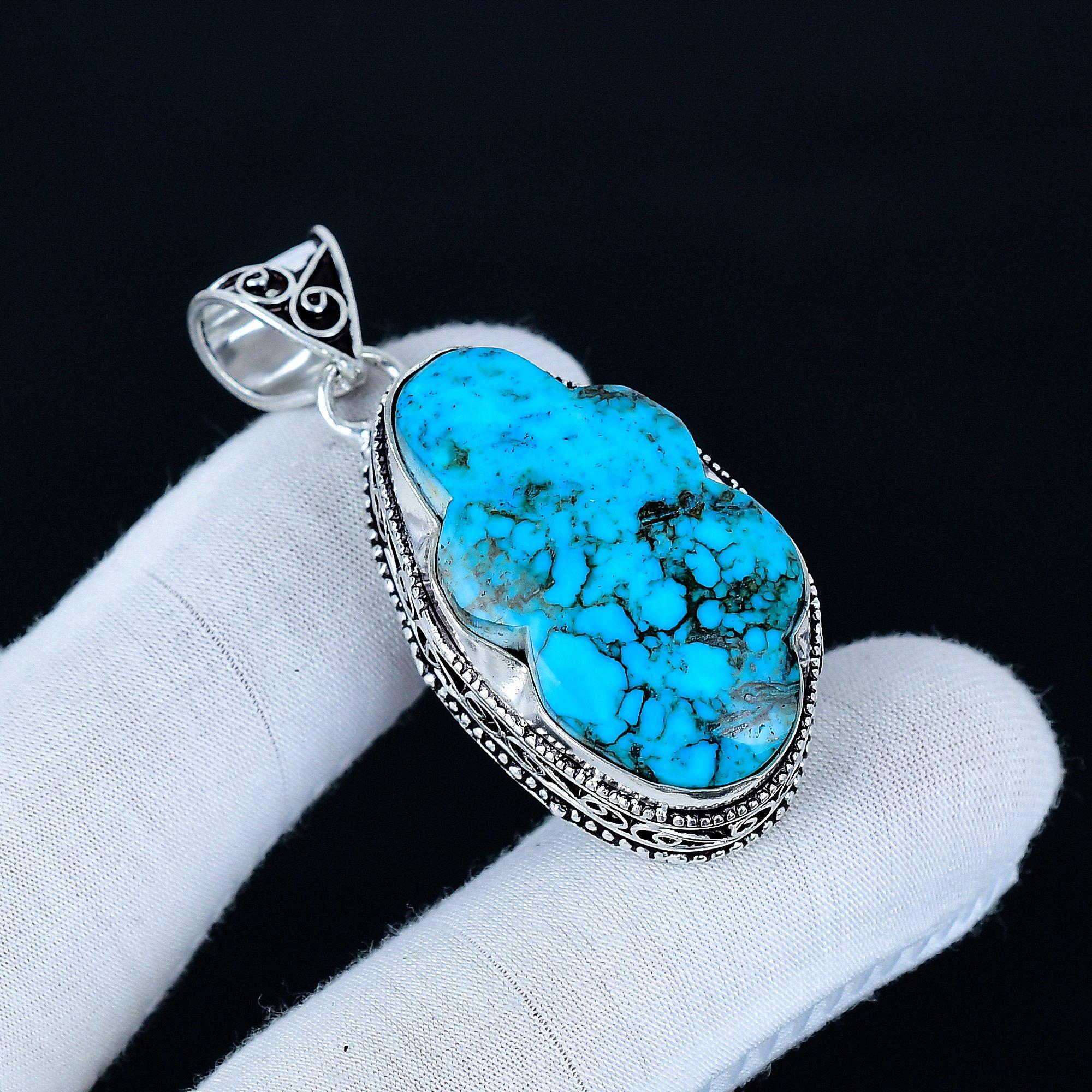 

Tibetan Turquoise Cloud Pendant, 925 Sterling Silver Handmade Jewelry, Turquoise Silver Pendant, Party Wear Jewelry For Women s, Pendant Jewelry 5.5 синій