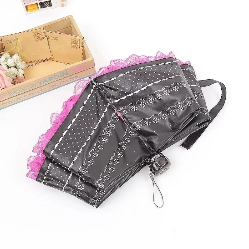 Vintage Lolita Folding Umbrella Thickened Anti-UV Protection Lace Sun Umbrella Photo Props Portable Princess Female Parasol