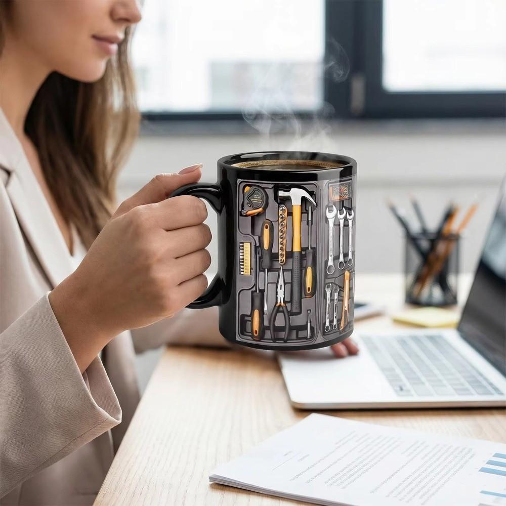 Creative Mechanic Toolbox Pattern Mug Anti Scalding Heat-resistant Ceramic Coffee Cup Novelty 350ml Tea Cup