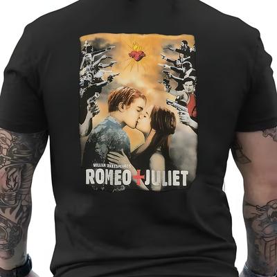 Romeo Juliet 1996 Movie Poster Tshirt Leonardo Vintage Print Short Sleeve Baz Luhrunisexn Filmstyle Top Warmtoned Vintage Movie