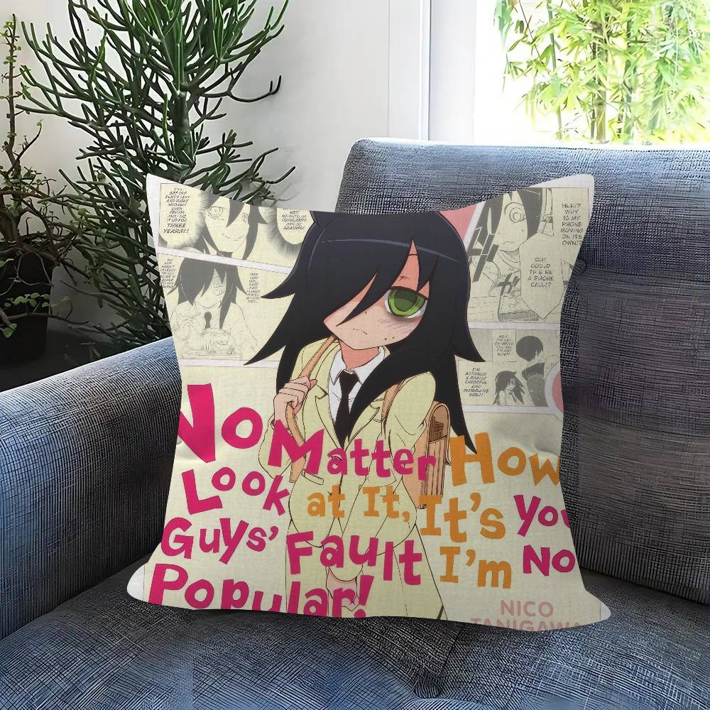 Anime Watamote Kuroki Tomoko Personalized Pillow Dust Cover Bedroom Kids Party Decoration Pillowcase Birthday Children Gift