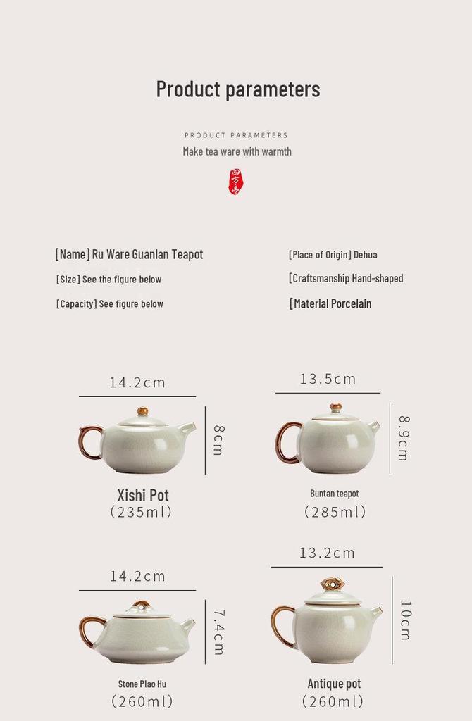 Antique Style Beige Ceramic Teapot for Gongfu Tea Brewing