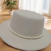 French Hepburn Style Top Hat Female Socialite Pearl Chain Fashion Socialite Style Flat Top Hat British Retro Hat Self-operated