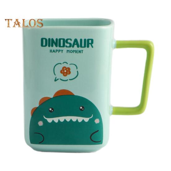 

Керамическая кружка с изображением кота, кофейная кружка, квадратная художественная чашка, 420 мл, большая емкость, мультяшная чайная кружка, модная посуда для напитков, подарок для мужчин и женщин зелёный