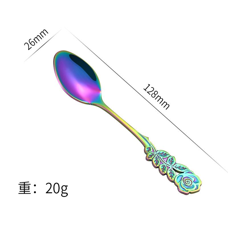 Mini 304 Stainless Steel Teaspoon with Rose Flower Handle Dessert Cake Coffee Ice Cream Stirring Tiny Spoon Tableware
