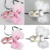 Feder-Maskenballmaske mit Blume für Damen, Maskenball-Halbmaske Feder-Augenmaske für Halloween-Party Kostüm
