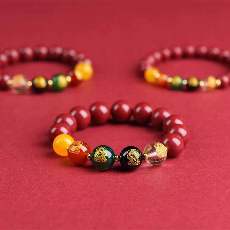 

Пятисторонний браслет Бога Богатства из киновари Браслет из фиолетового золота и песка