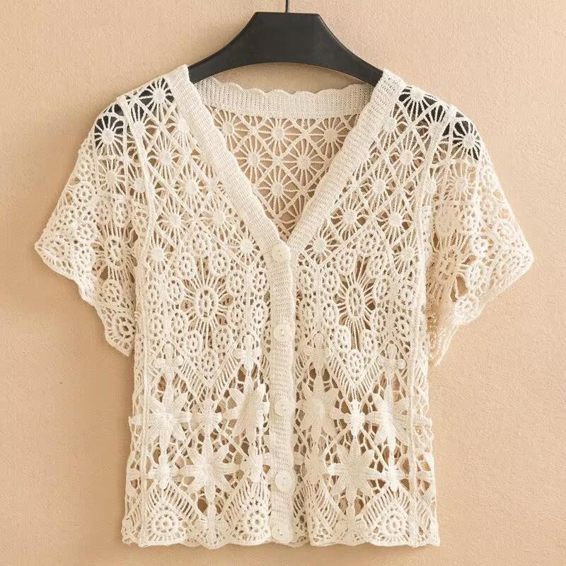 Dame Solbeskyttelse Blonde Sjal Cardigan - Koreansk Stil Kort Jakke for Sommer