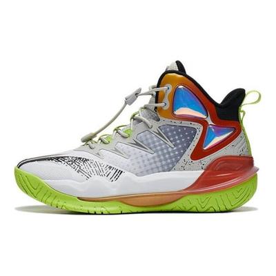 Li Ning Youth Pioneer Team 3.0 V2 Stability Support Non-Slip Rebound Mid-Top Basketball Shoes Kids Basketball Shoes White YKBT072-5