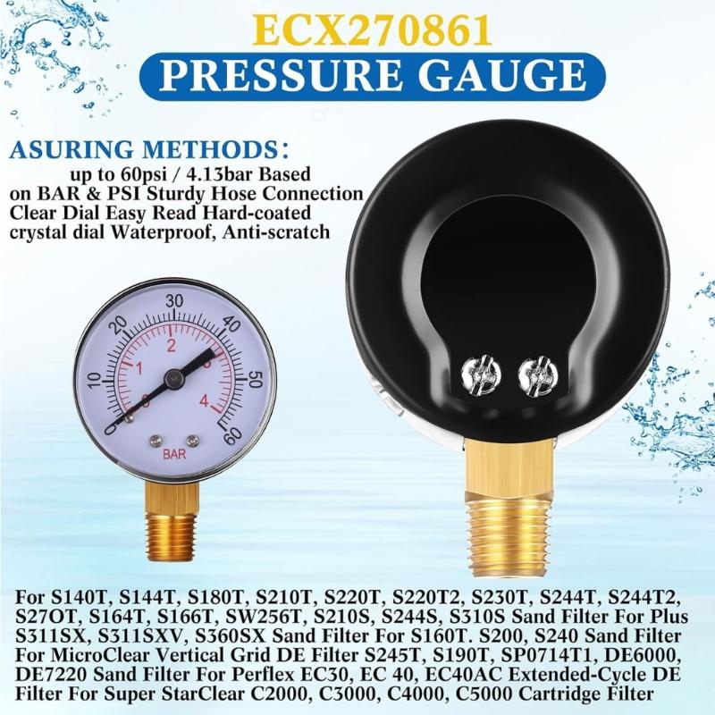 Plastic Drainage Cover Pump Cover Pool Pump Accessories Pressure Gauge Replacement Gasket for ECX270861 SX180LA Models