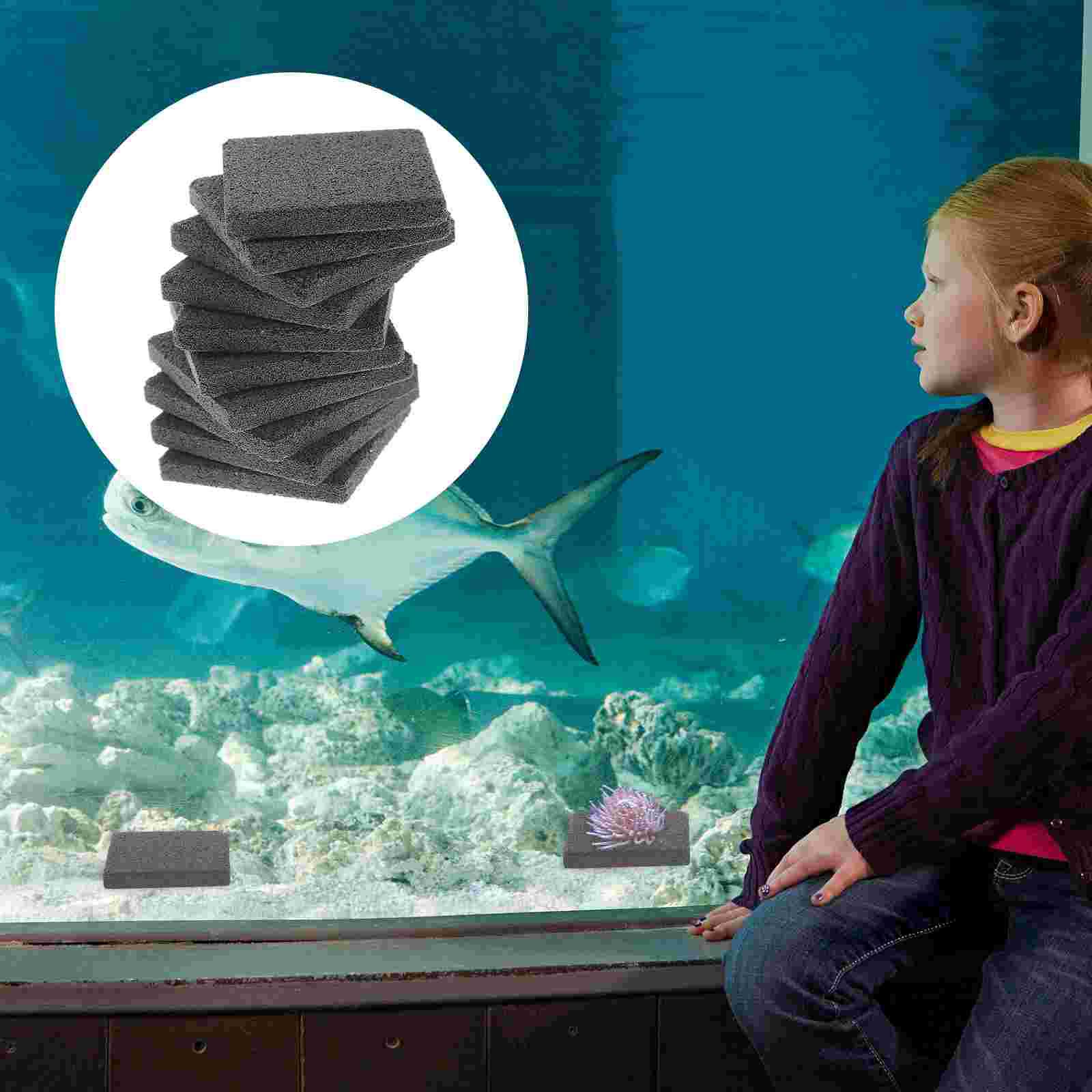 

10pcscoral Tiles Aquarium Coral Reef Bases Ceramic Coral Breeding Base 4X4X0.6CM серый