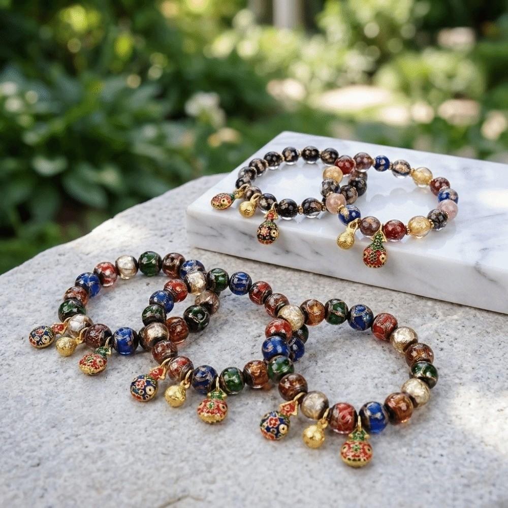 Incense Ash Prayer Bracelet Colorful Enamel Lucky Charm Bracelet Glass Bead Bracelet Men