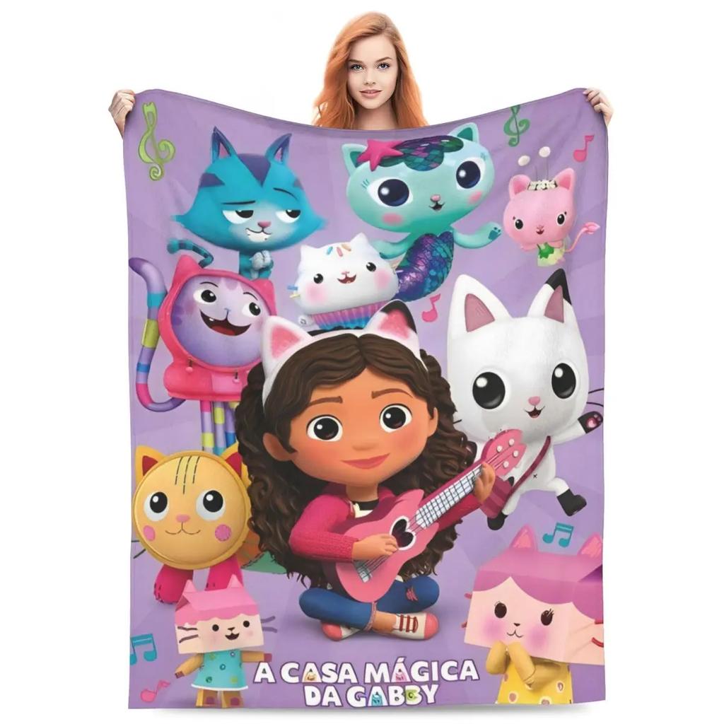 Cute G-Gabbys Girl Dollhouse Blankets Fleece Spring/Autumn Magic House Breathable Soft Throw Blanket for Bed Couch Rug Piece
